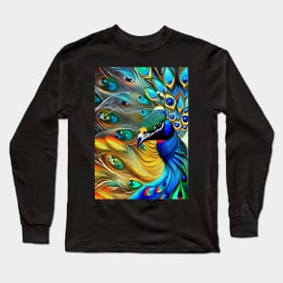 STUNNING AND COLORFUL  BEAUTIFUL PEACOCK Long Sleeve T-Shirt